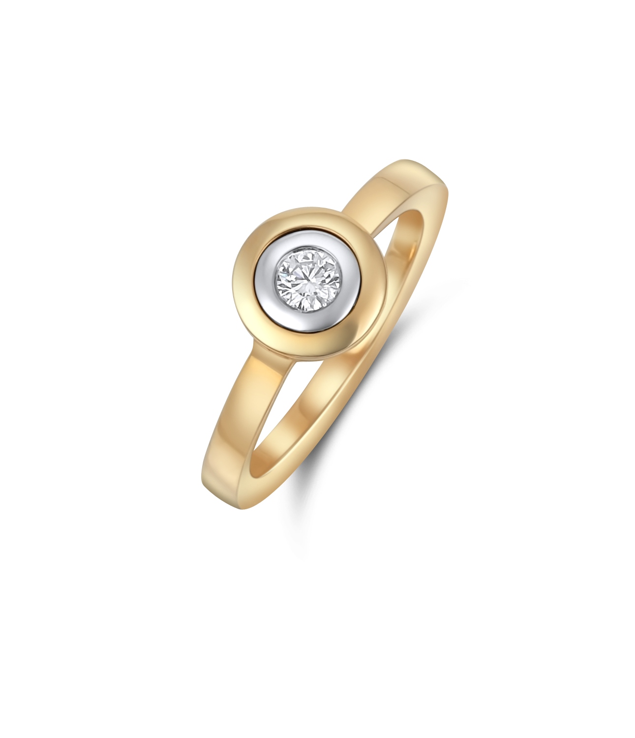 Solitär Ring -  Zarge poliert - 0,14 ct