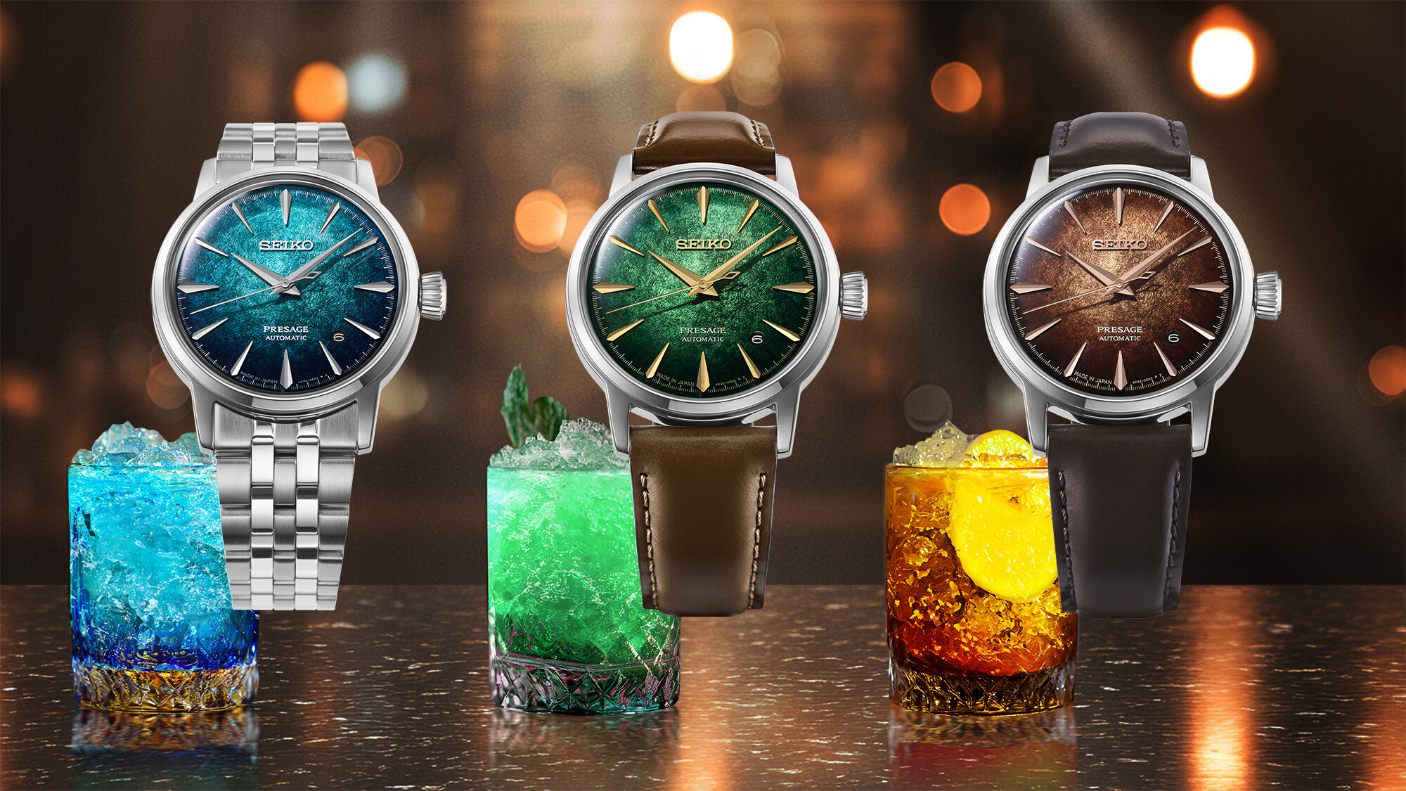 PRESAGE Cocktail Time Automatik 38,5mm - 3 Zeiger - Grün - Crushed Ice "Mint Mist"