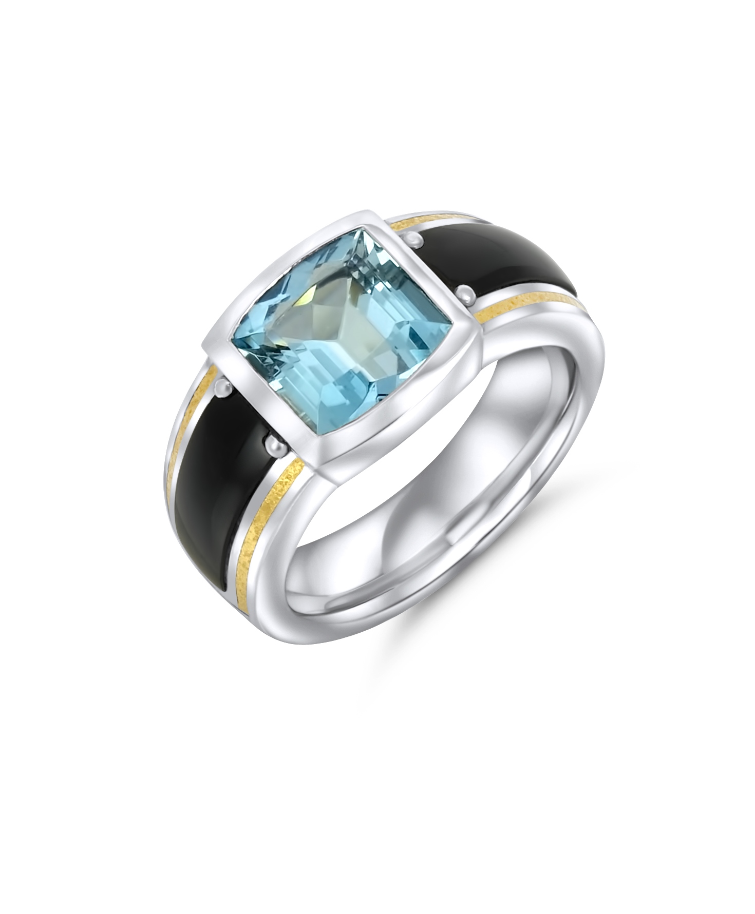 Ring Platin - Aquamarin - Onix