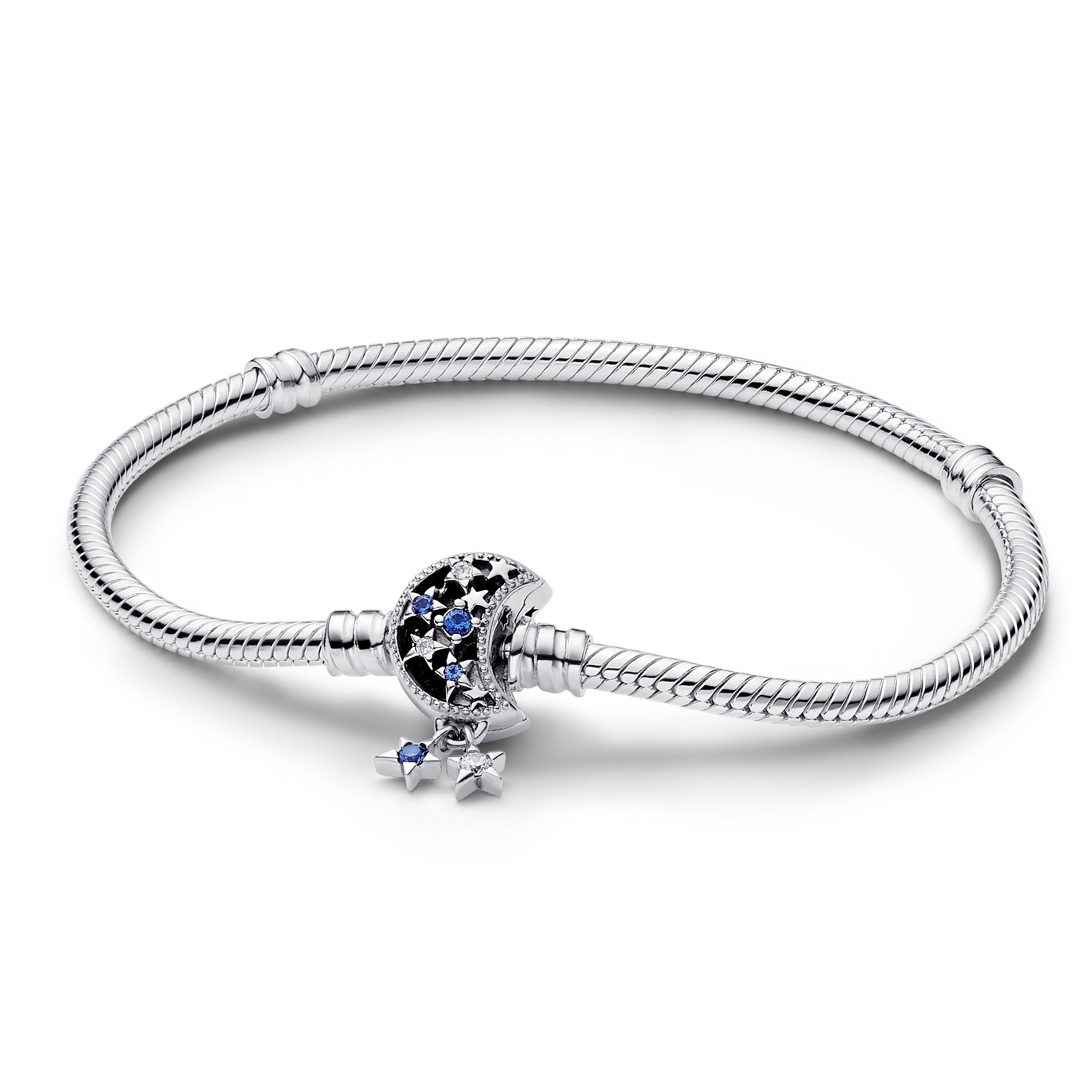 Moments Schlangen-Gliederarmband mit Funkelndem Mond-Verschluss  - Sterling-Silber